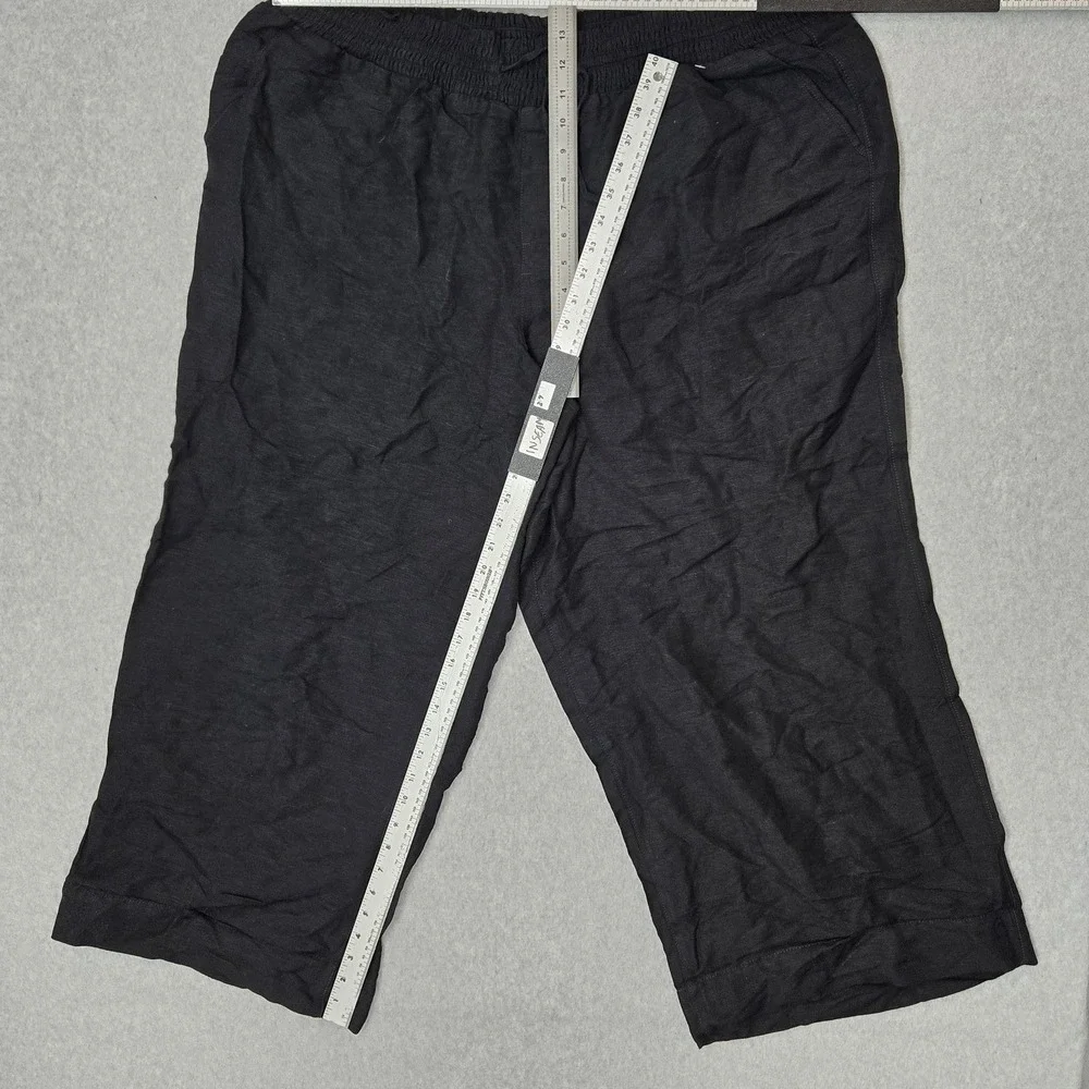 Lane Bryant Women Pants 22/24 Black Linen Wide Leg Baggy Coastal Beach NWT